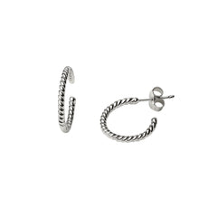 925 Sterling Silver Twisted Rope Design Open Hoop Earrings for Women