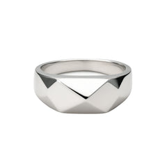 925 Sterling Silver Modern Faceted Bold Wide Band Ring