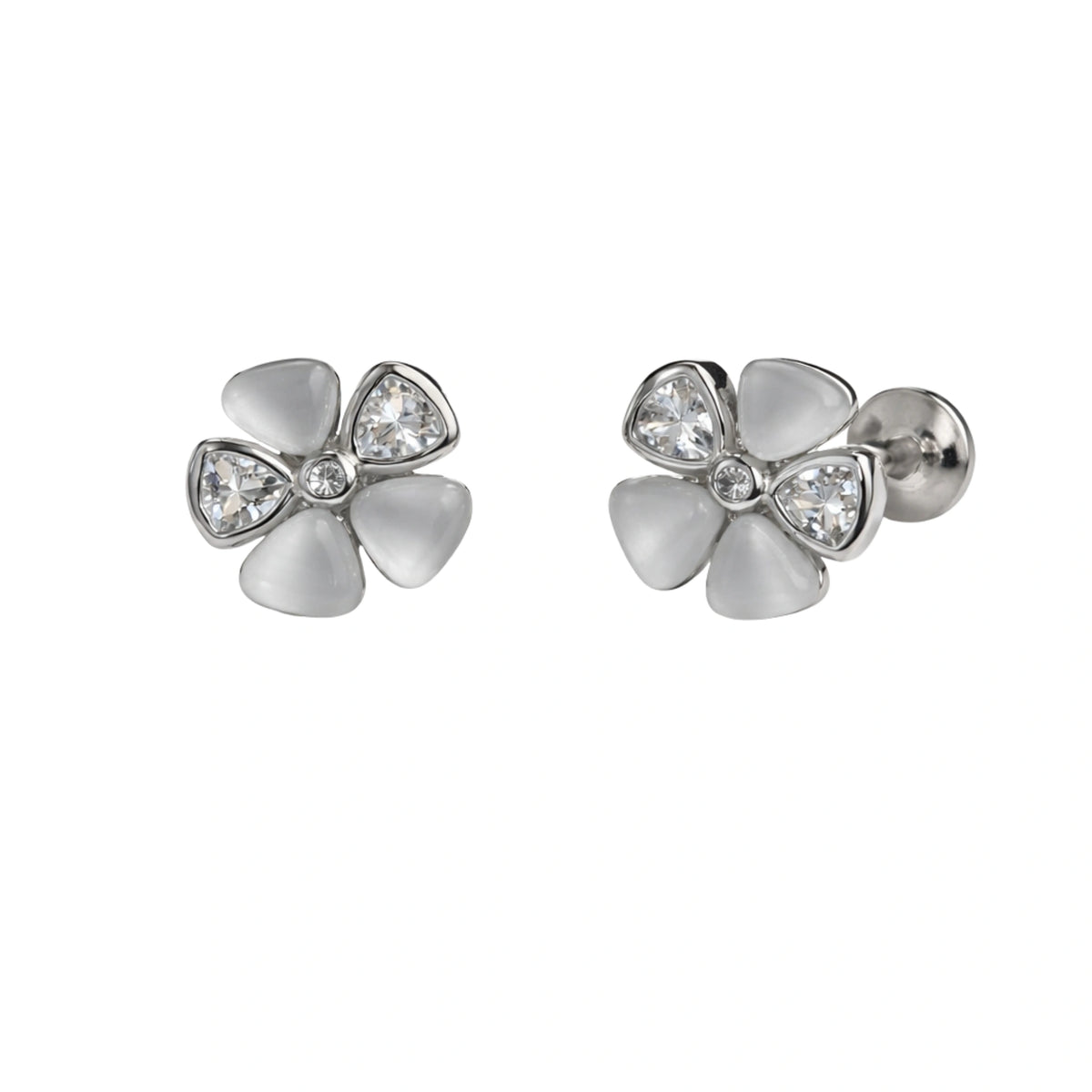 925 Silver Cat Eye Stone MOP Studs