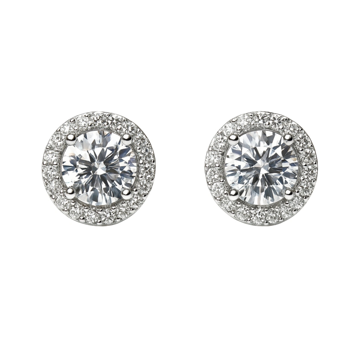925 Silver Signature Cubic Zirconia Round Micro Halo Studs