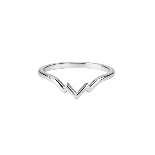 925 Silver Modern Double V Shape Chevron Band Ring