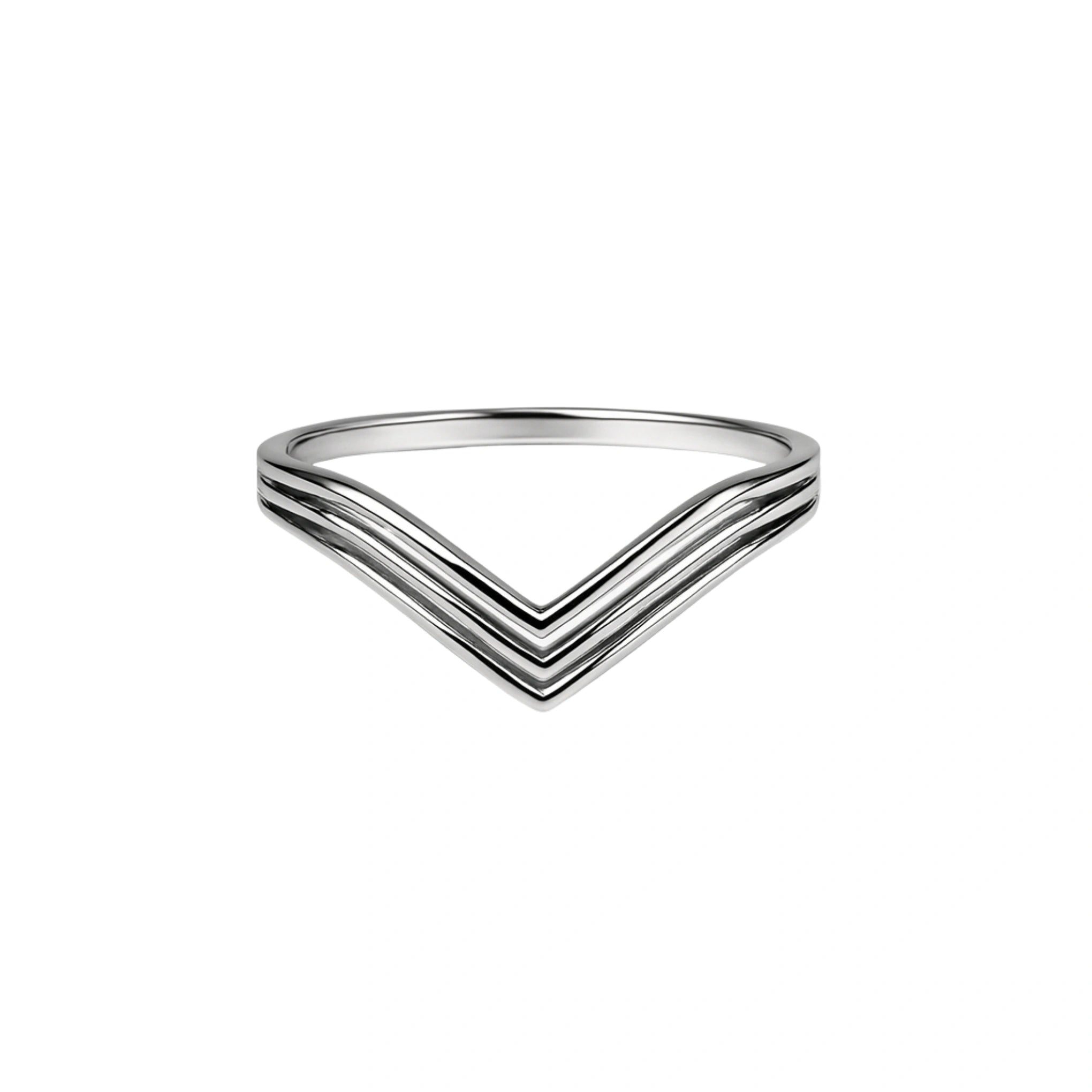 925 Sterling Silver Modern Triple Chevron Stacked Band Ring