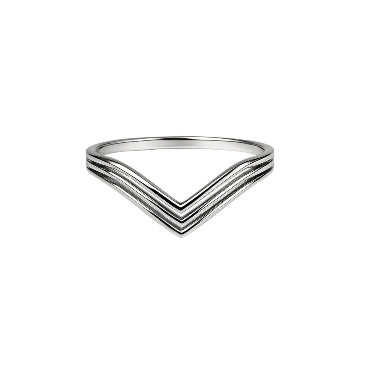 925 Sterling Silver Modern Triple Chevron Stacked Band Ring