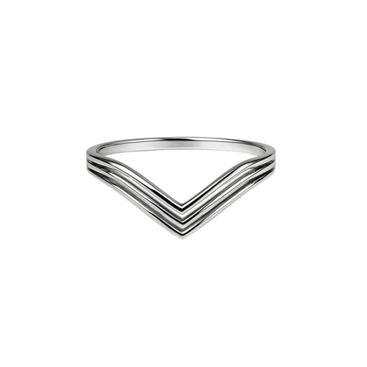 925 Sterling Silver Modern Triple Chevron Stacked Band Ring