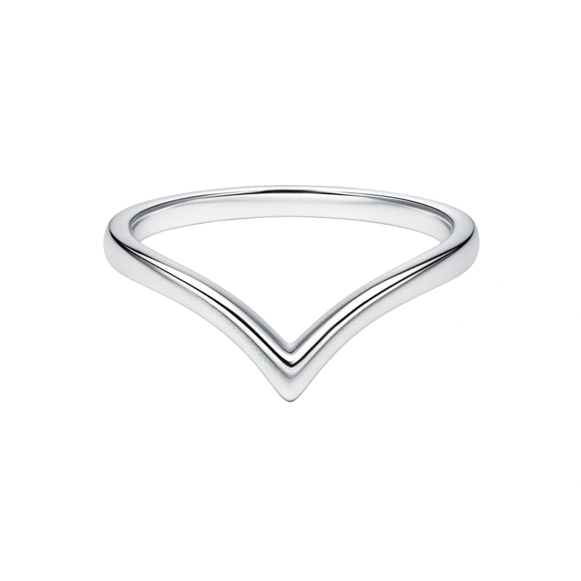 925 Silver Elegant Soft Chevron Curved Band Ring