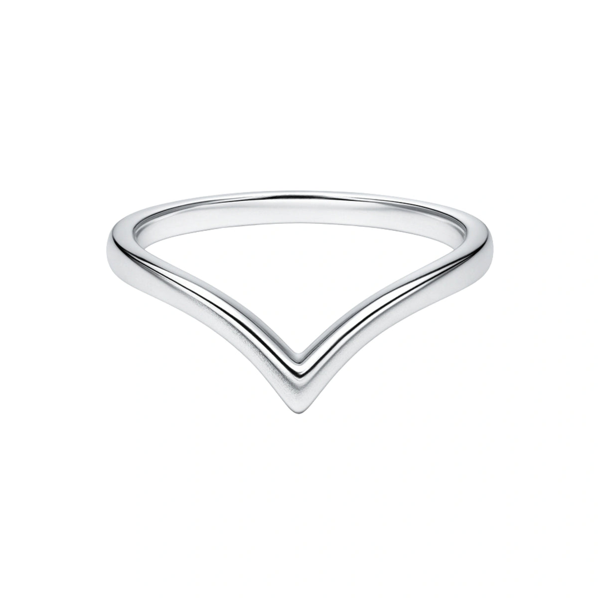 925 Silver Elegant Soft Chevron Curved Band Ring