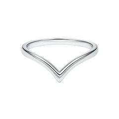 925 Silver Elegant Soft Chevron Curved Band Ring
