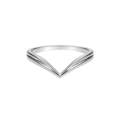 925 Silver Elegant Double Layered Curved Chevron Band Ring