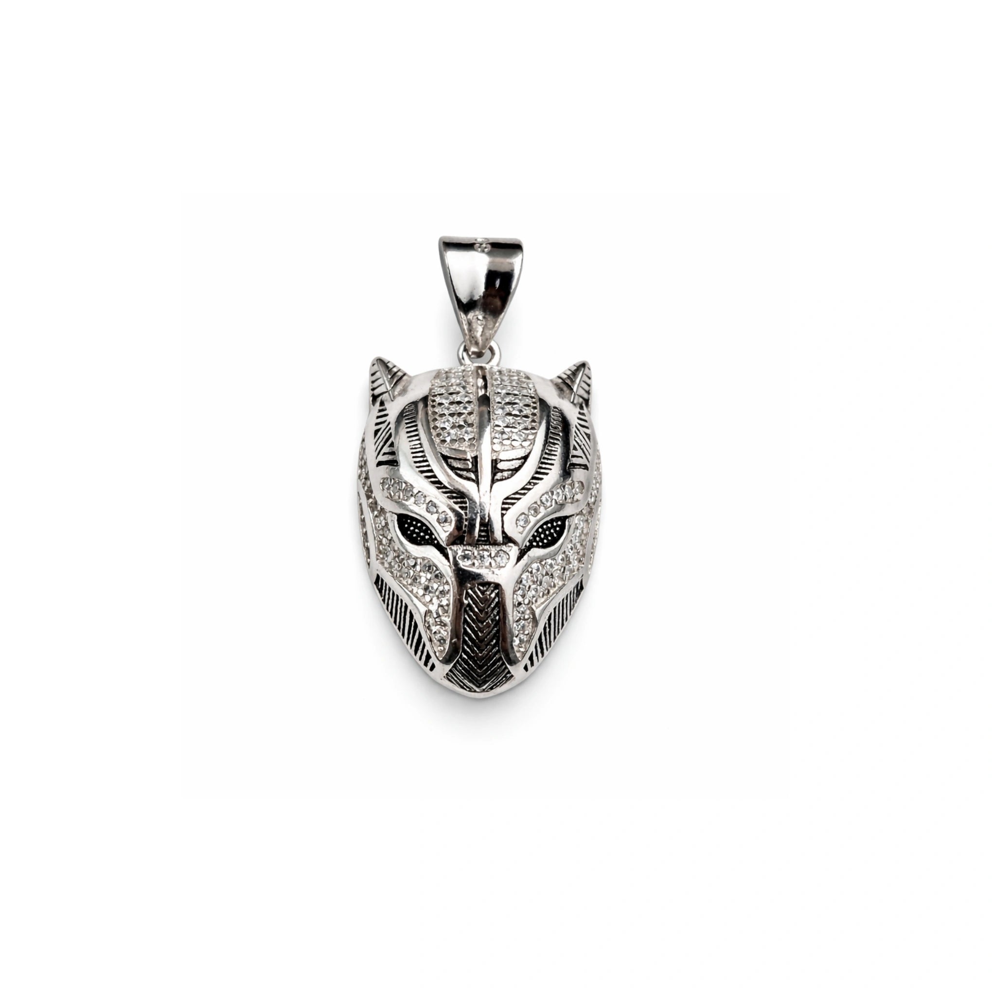925 Sterling Silver Panther Mask CZ Statement Pendant