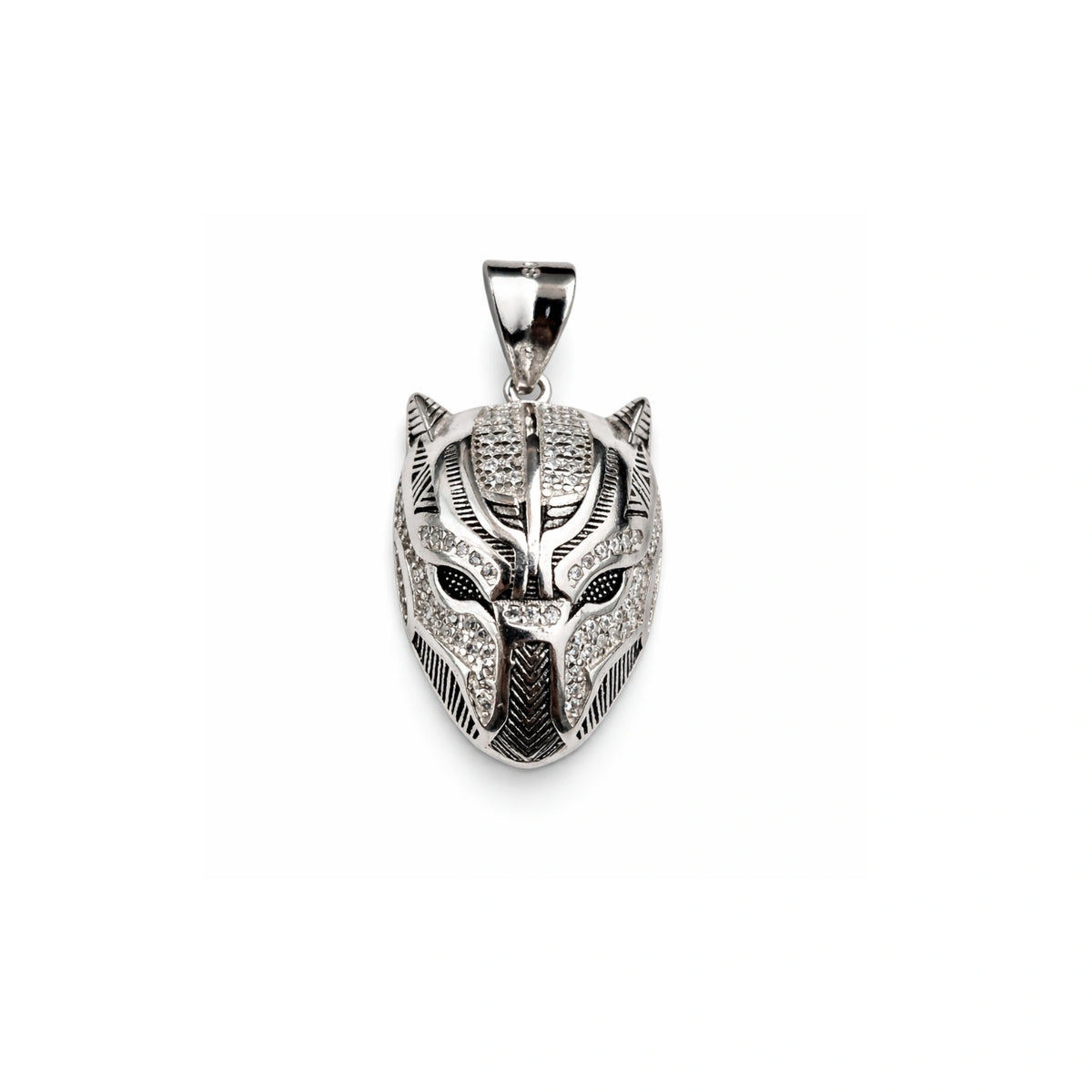 925 Sterling Silver Panther Mask CZ Statement Pendant