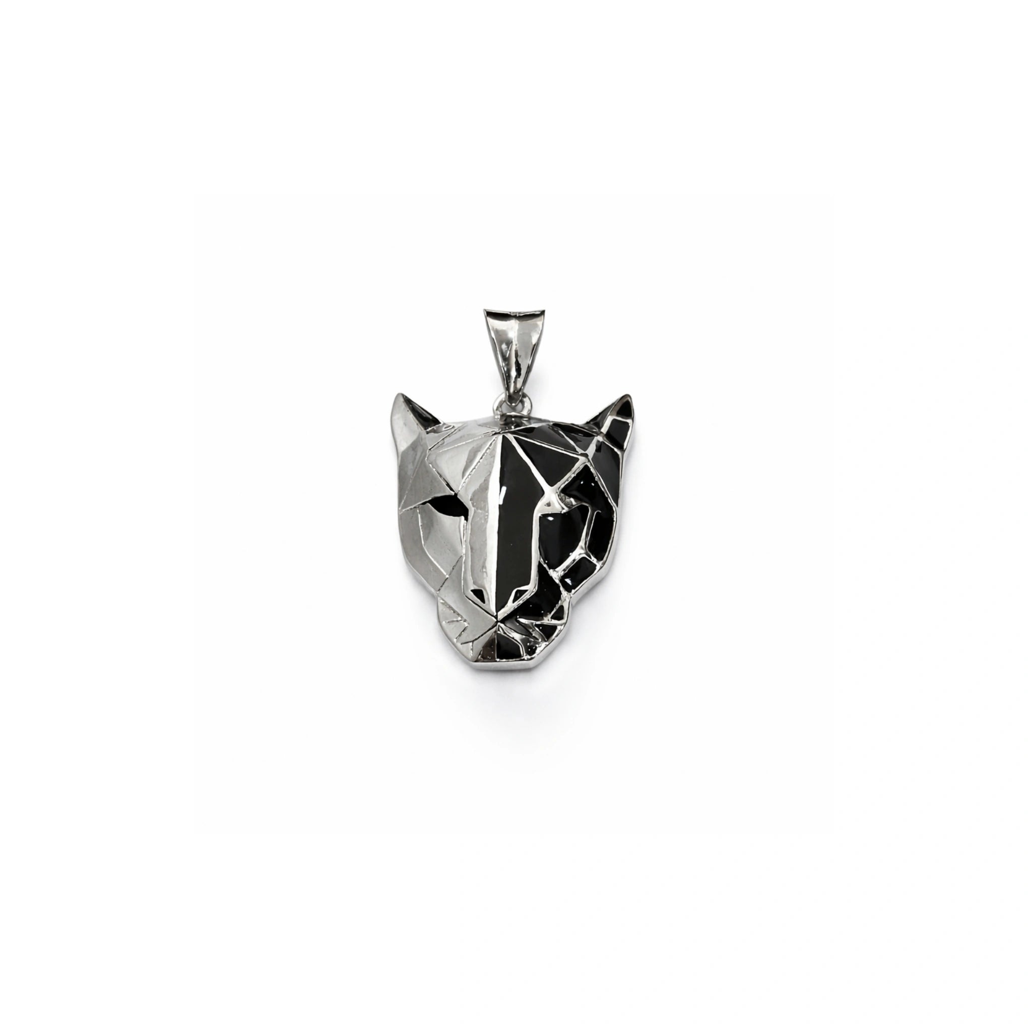925 Sterling Silver Geometric Panther Face Pendant