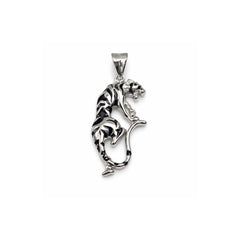 925 Sterling Silver Dynamic Tiger Black Enamel Statement Pendant Necklace