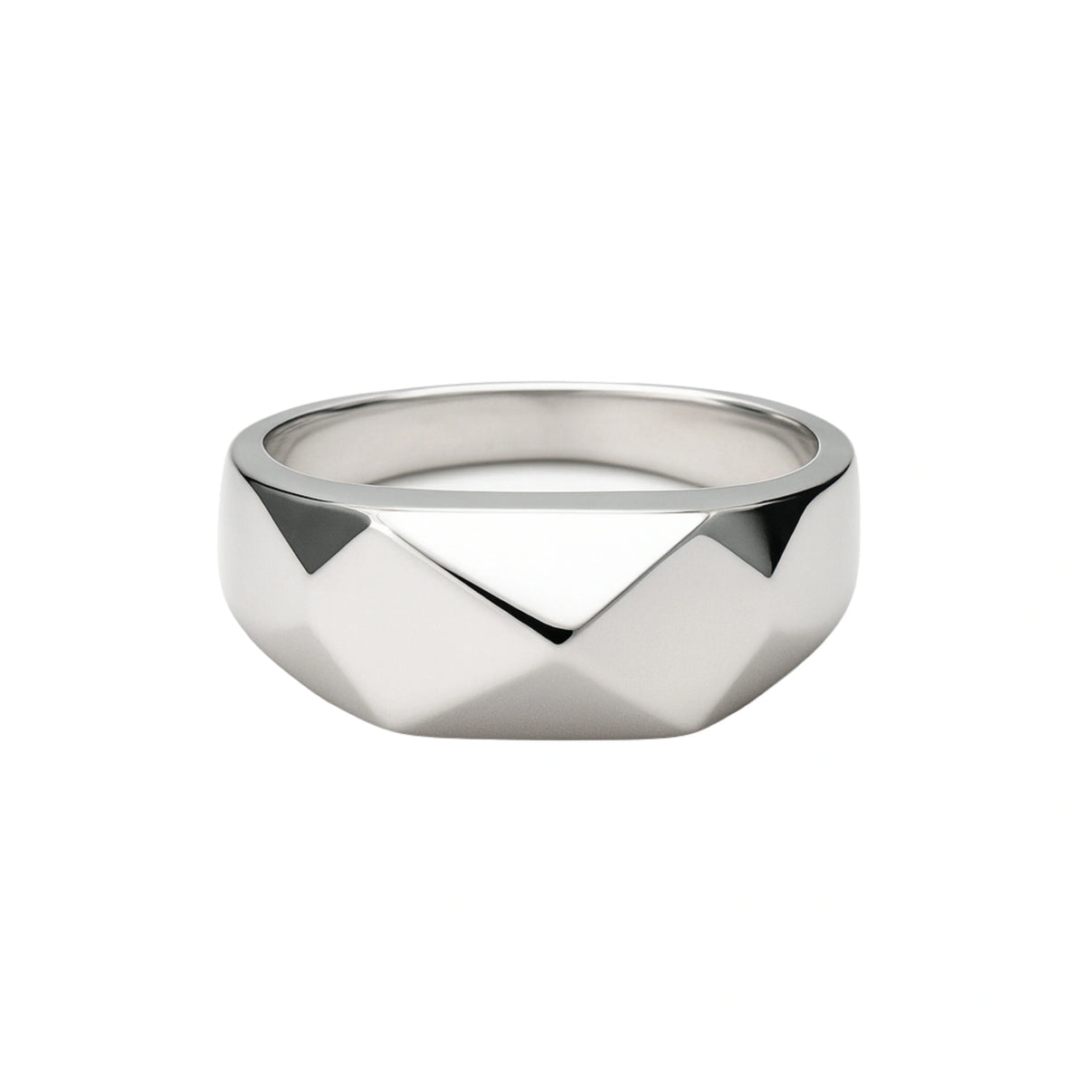 925 Sterling Silver Modern Faceted Bold Wide Band Ring
