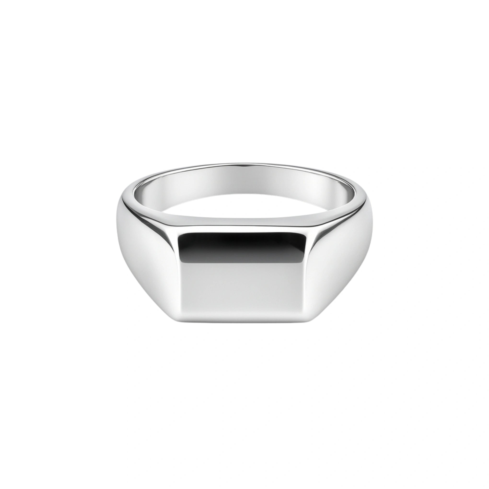 925 Sterling Silver Classic Polished Rectangular Signet Band Ring