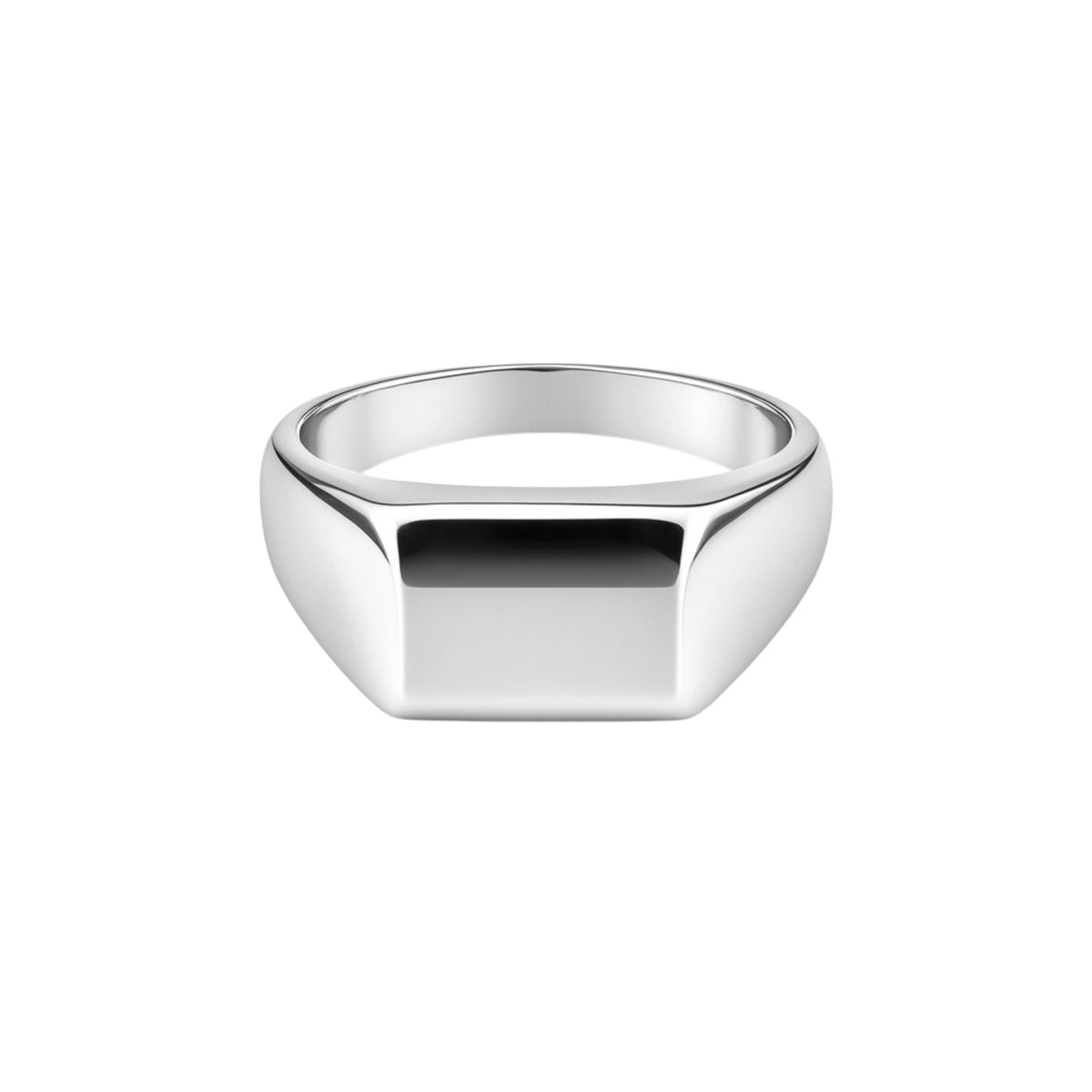 925 Sterling Silver Classic Polished Rectangular Signet Band Ring