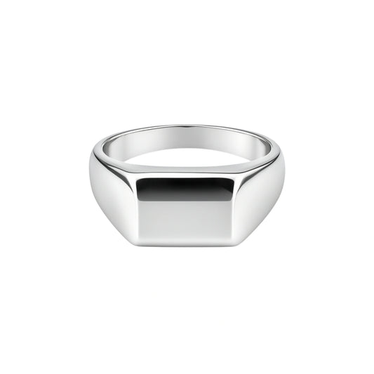 925 Sterling Silver Classic Polished Rectangular Signet Band Ring