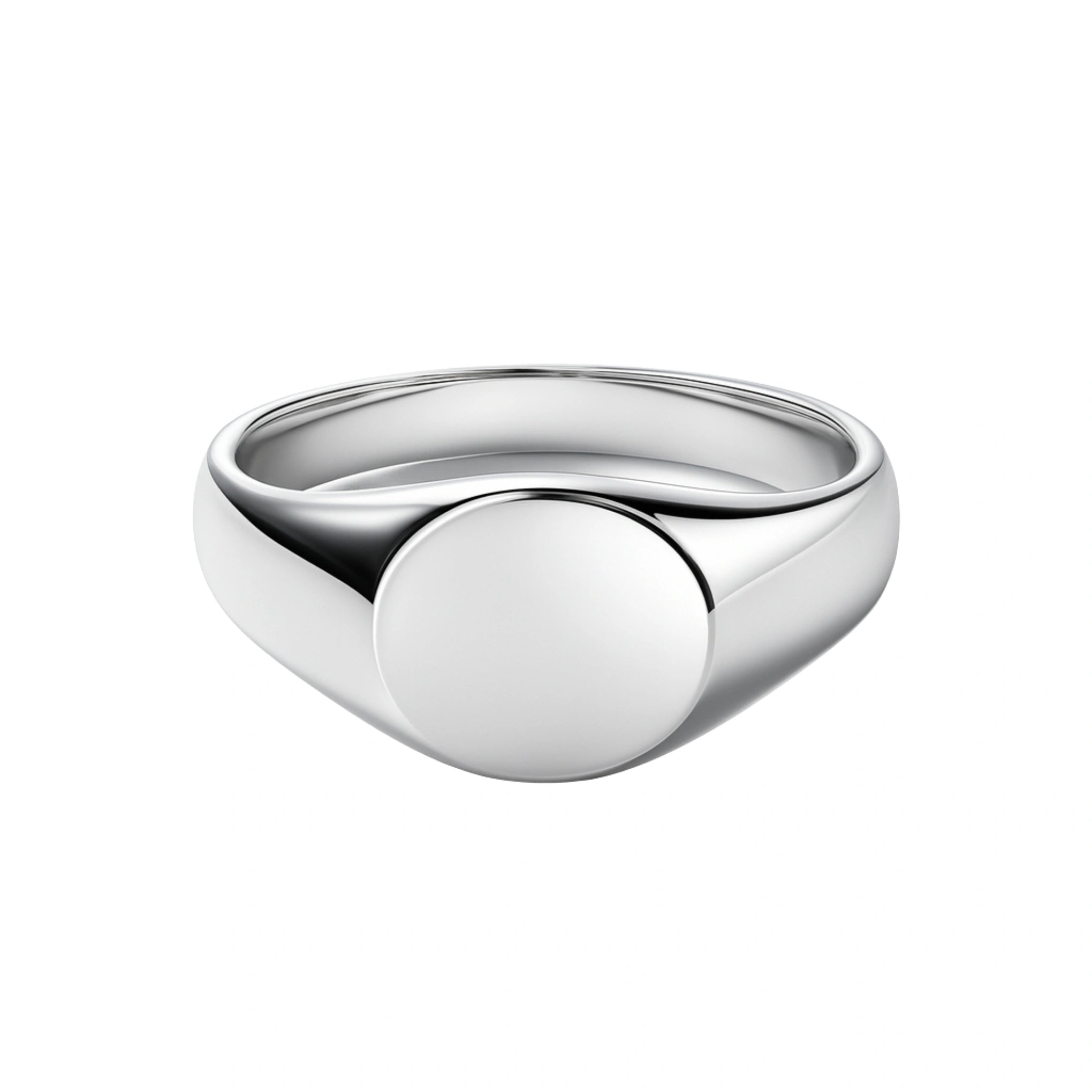 925 Sterling Silver Classic Polished Round Signet Band Ring