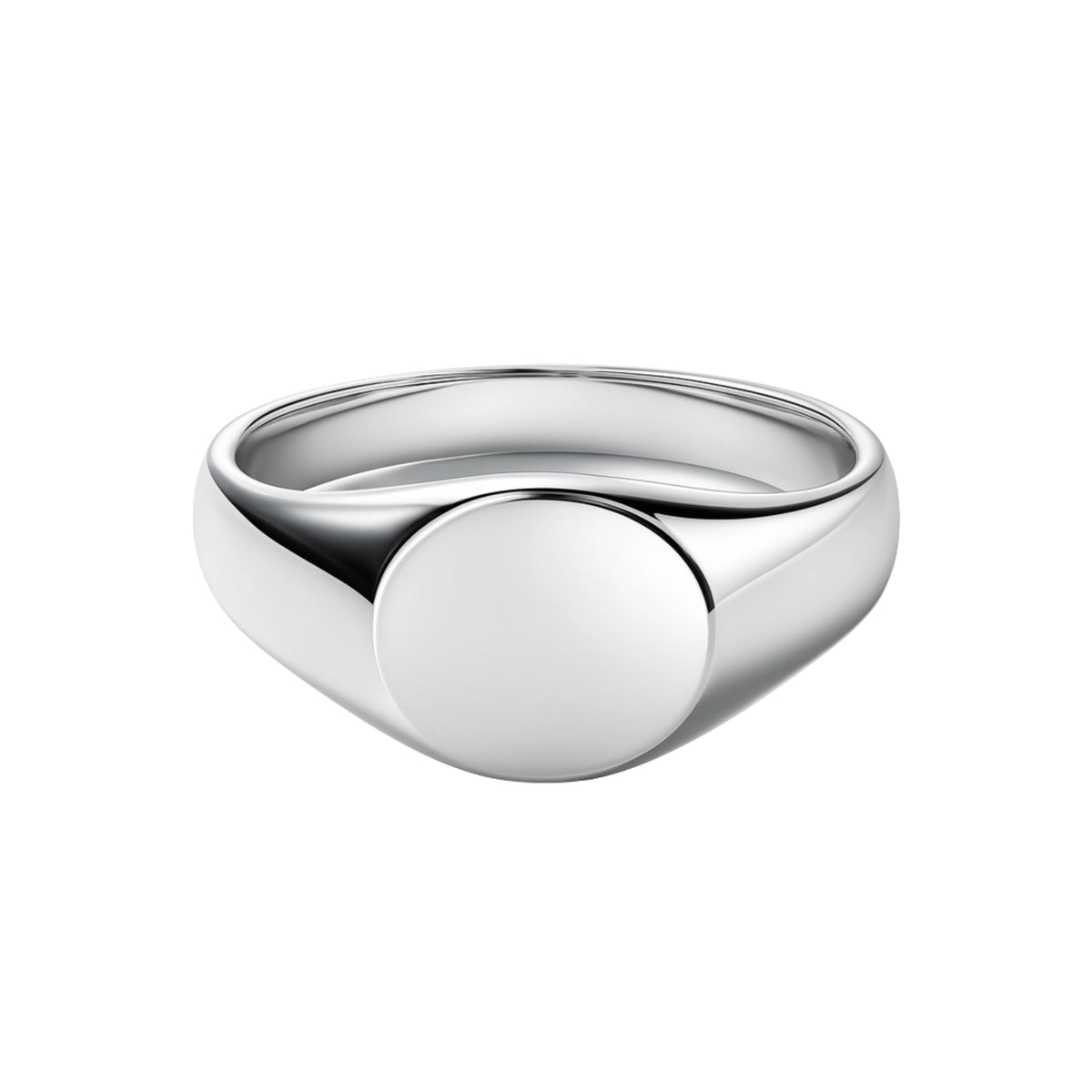 925 Sterling Silver Classic Polished Round Signet Band Ring