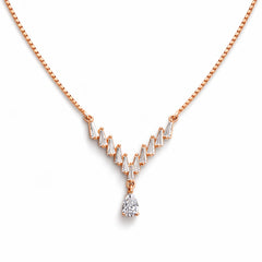 925 Silver Minimal Rose Gold V-Shape Drop chain Pendant