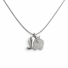 925 Sterling Silver Elephant CZ Charm Chain Pendant for Women