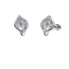 925 Silver Pear Shape Halo Stud Earrings with CZ Stones for Women